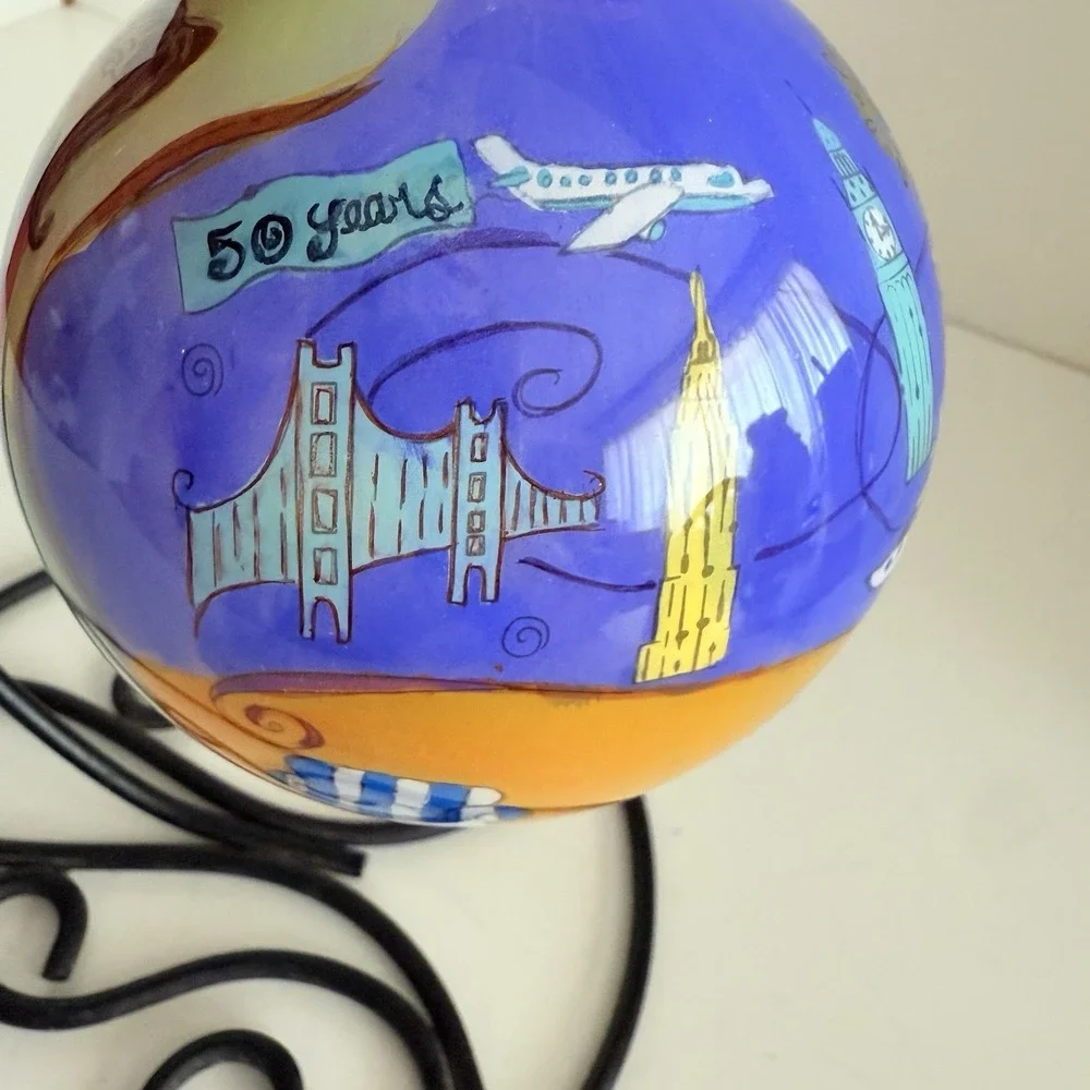 Pier 1 Imports 50 Years Christmas Glass Ornament 2012 Li Bien Hand Painted